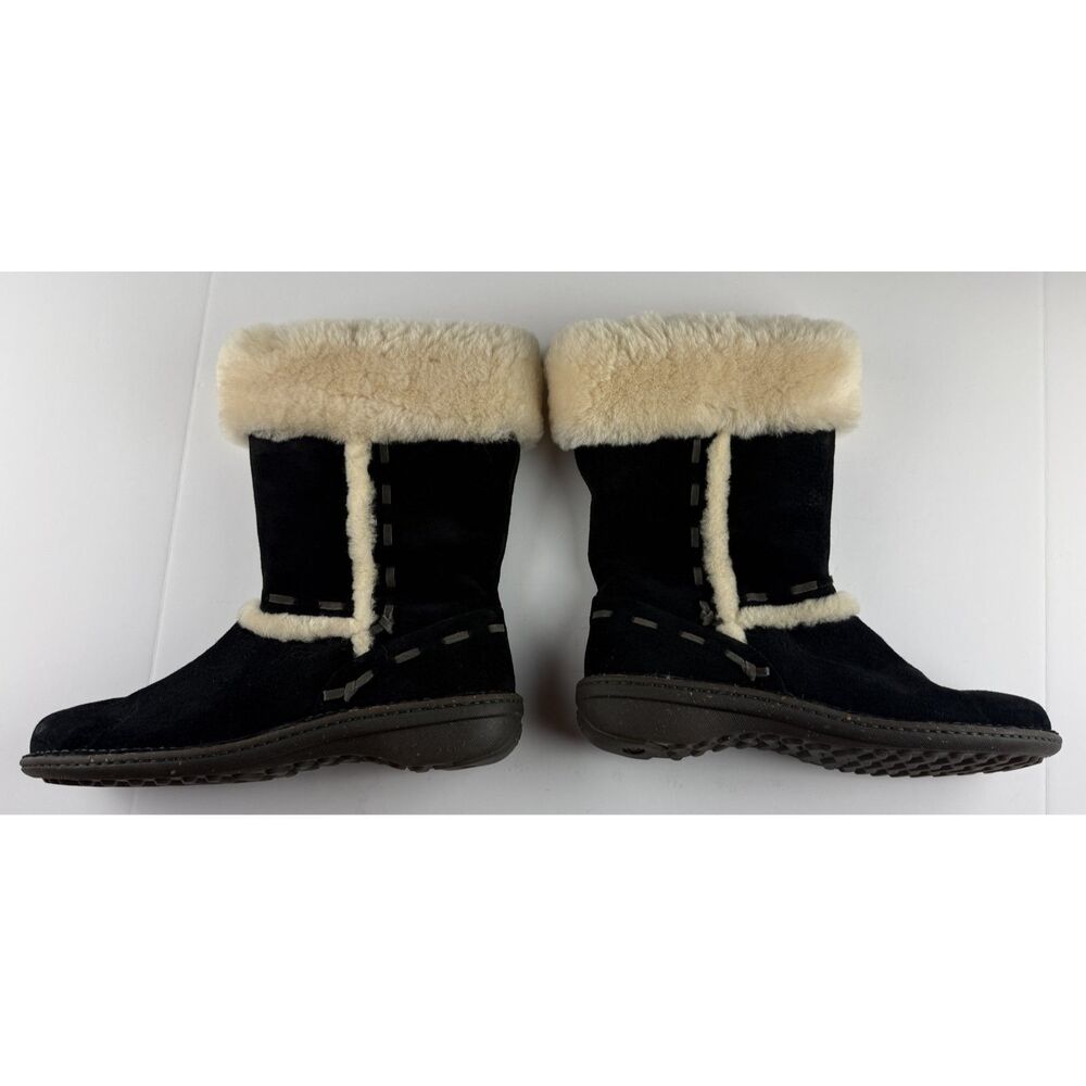 UGG Australia Women's Black Suede Sheepskin Cuff Boots Mid Calf Size 12